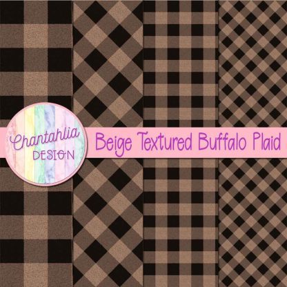 Free beige textured buffalo plaid digital papers