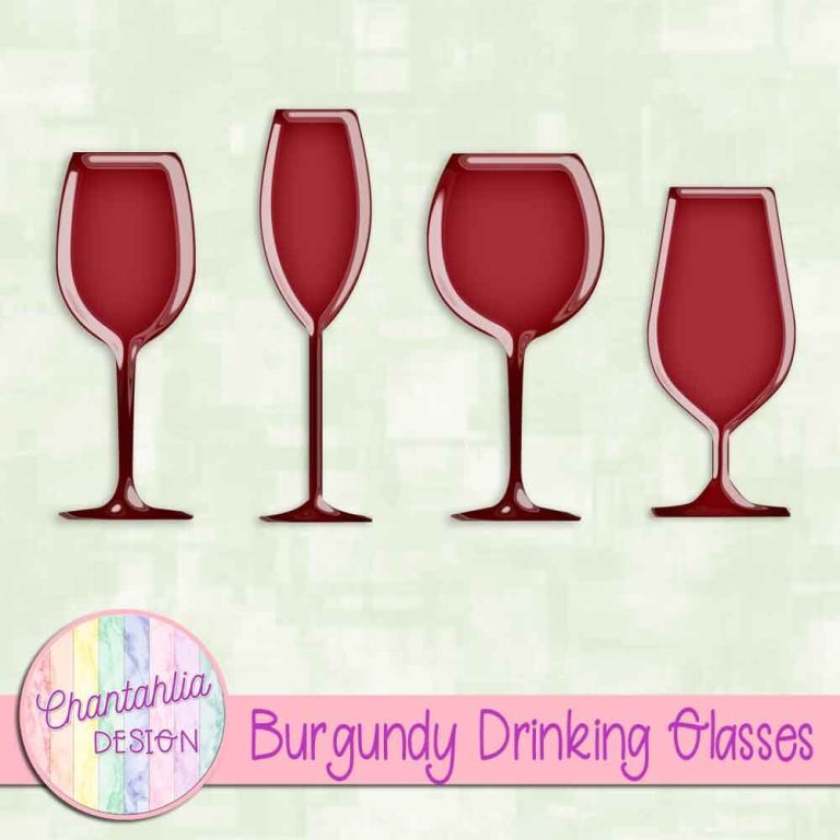 Free Burgundy Drinking Glasses Design Elements