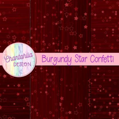 Free burgundy star confetti digital papers