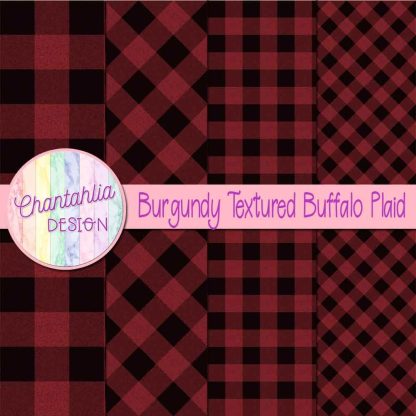 Free burgundy textured buffalo plaid digital papers