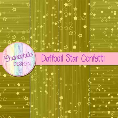 Free daffodil star confetti digital papers
