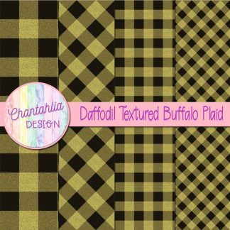 Free daffodil textured buffalo plaid digital papers
