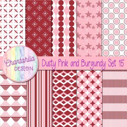 Free dusty pink and burgundy digital papers set 15