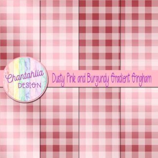 Free dusty pink and burgundy gradient gingham digital papers