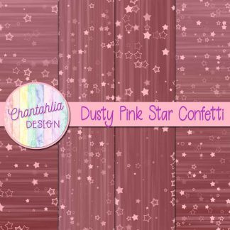 Free dusty pink star confetti digital papers