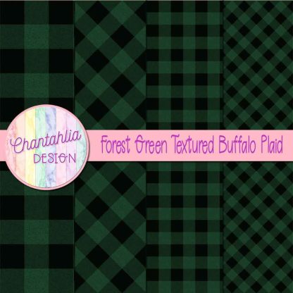 Free forest green textured buffalo plaid digital papers