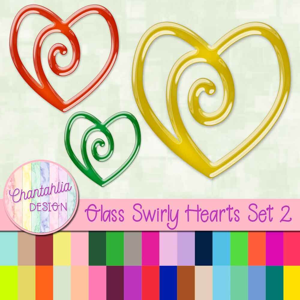 Free glass swirly hearts