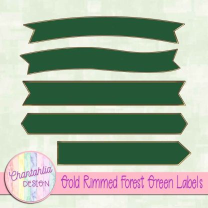 Free gold rimmed forest green labels