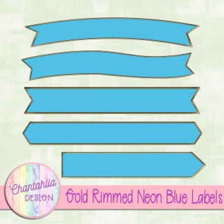 Free gold rimmed neon blue labels