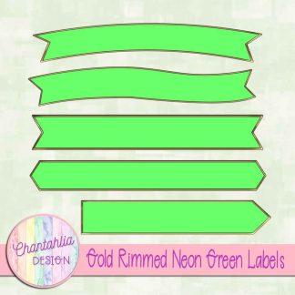 Free gold rimmed neon green labels
