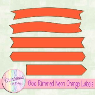 Free gold rimmed neon orange labels