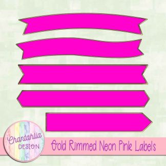 Free gold rimmed neon pink labels