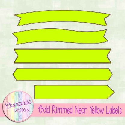 Free gold rimmed neon yellow labels