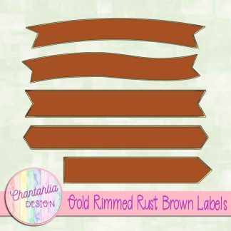 Free gold rimmed rust brown labels