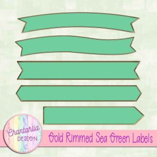 Free gold rimmed sea green labels