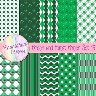 Free green and forest green digital papers set 15