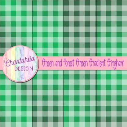 Free green and forest green gradient gingham digital papers