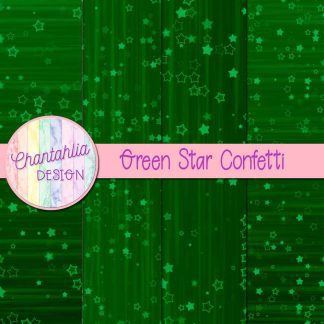 Free green star confetti digital papers