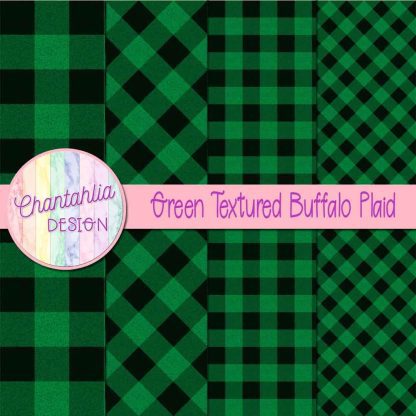 Free green textured buffalo plaid digital papers
