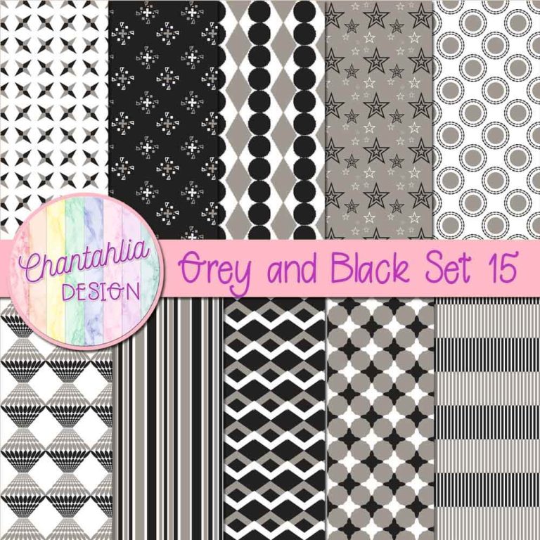 Free Grey and Black Digital Papers with Patterned Designs