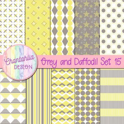 Free grey and daffodil digital papers set 15