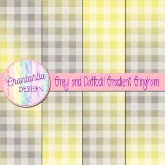 Free grey and daffodil gradient gingham digital papers