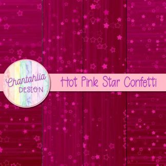 Free hot pink star confetti digital papers