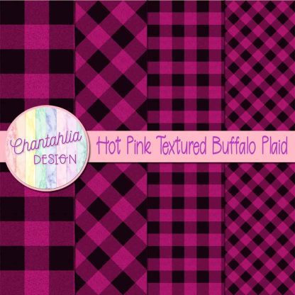 Free hot pink textured buffalo plaid digital papers