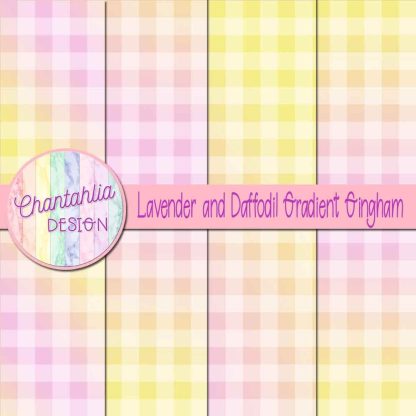 Free lavender and daffodil gradient gingham digital papers