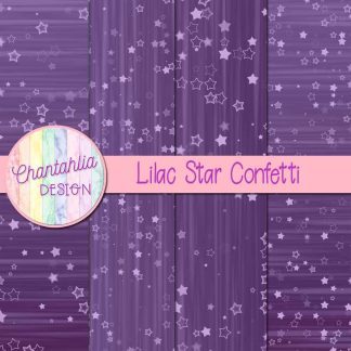 Free lilac star confetti digital papers