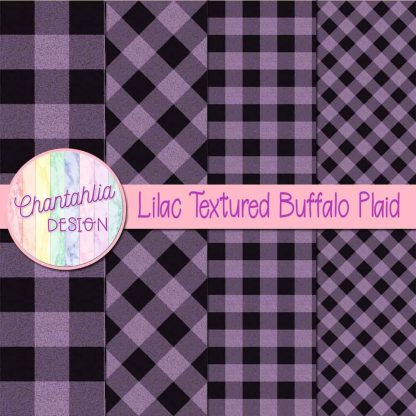 Free lilac textured buffalo plaid digital papers