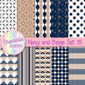 Free navy and beige digital papers set 15