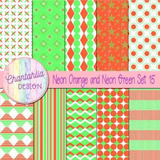 Free neon orange and neon green digital papers set 15