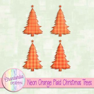 Free neon orange plaid christmas trees