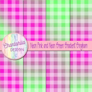 Free neon pink and neon green gradient gingham digital papers