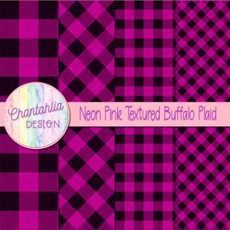 Free neon pink textured buffalo plaid digital papers