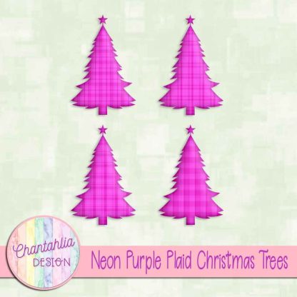 Free neon purple plaid christmas trees