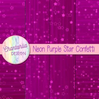 Free neon purple star confetti digital papers