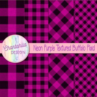Free neon purple textured buffalo plaid digital papers