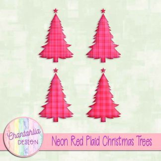 Free neon red plaid christmas trees