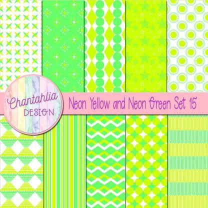 Free neon yellow and neon green digital papers set 15