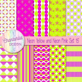 Free neon yellow and neon pink digital papers set 15