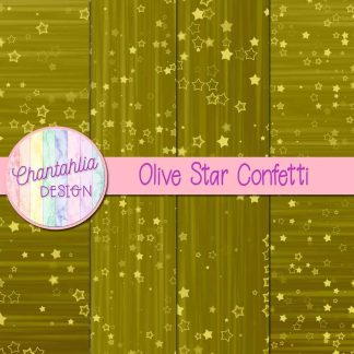 Free olive star confetti digital papers