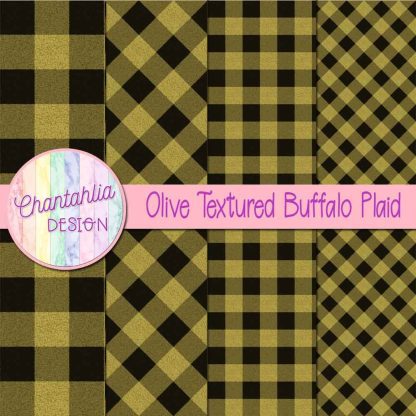 Free olive textured buffalo plaid digital papers