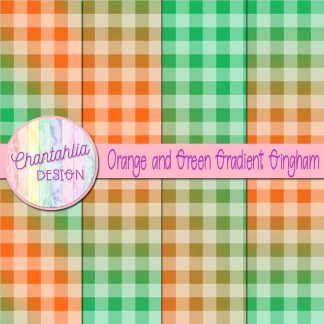 Free orange and green gradient gingham digital papers