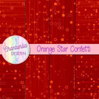 Free orange star confetti digital papers