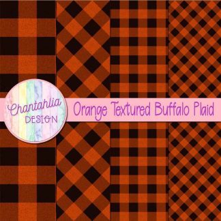 Free orange textured buffalo plaid digital papers