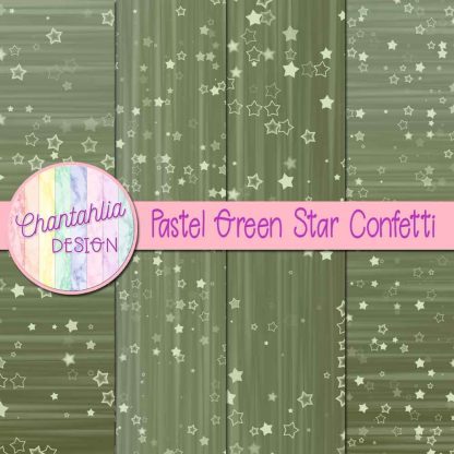 Free pastel green star confetti digital papers