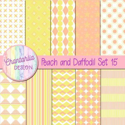 Free peach and daffodil digital papers set 15