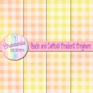 Free peach and daffodil gradient gingham digital papers
